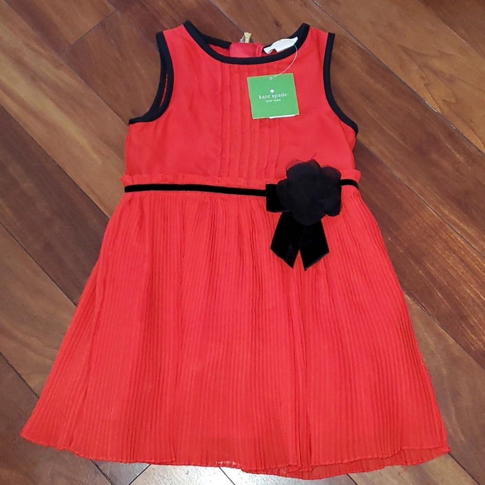 Kate spade ♠️ girl dress red black 4